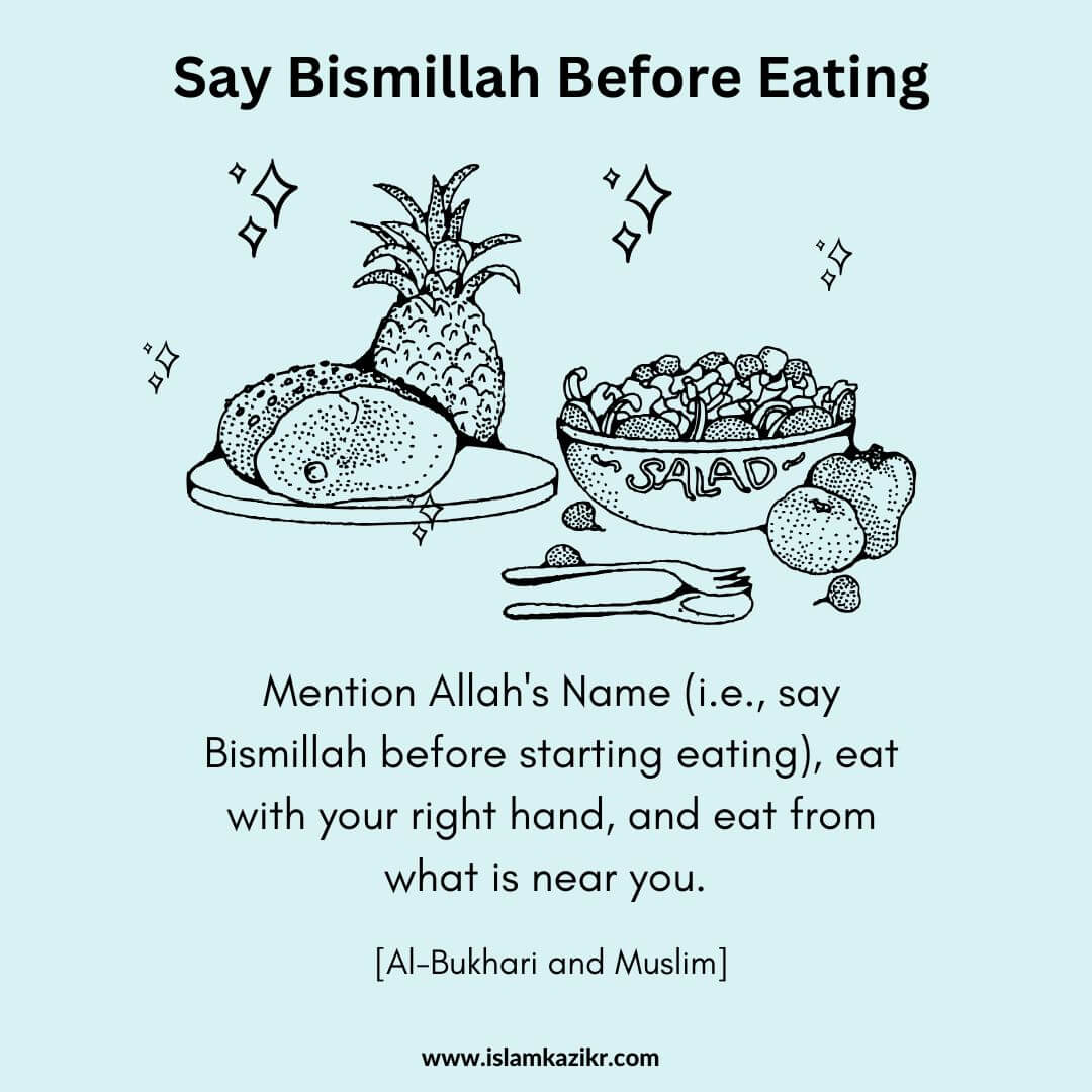 Say Bismillah Before Eating Hadith